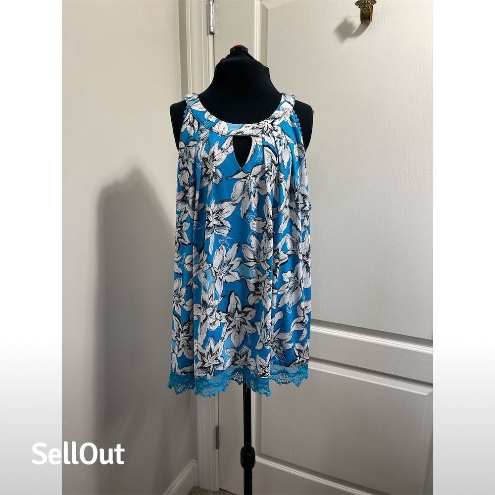 New Directions Women's 3X Floral Sleeveless Blouse Multicolor  (sku248)